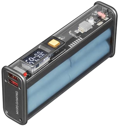 Mars Gaming MPK-20K, Power Bank 22.5W, Samsung 20000mAh Akkus, QC3.0 & PD3.0 Schnellladung, Smart Display mit Ladekontrolle, Externer Multi-Lade-Akku, Universelle Konnektivität, Schwarz
