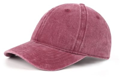Zylioo XS-S tvättad basebollkeps litet huvud, vintage keps storlek 53–57, baseballkeps små storlekar, liten basebollkeps (version 2.0), Vinröd (XS-S/53–57 cm), XS-S
