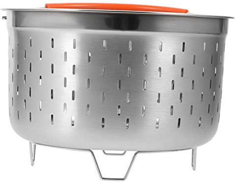 ANSNOW Stainless Steel Rice Steamer Cooking Steam Pots Accessory Steamer Insert Basket Steam Insert Basket Steamer for Cooking Metal Steam Basket Silicone/Silver/23 * 23 * 16Cm