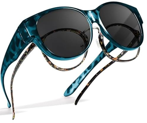 SIPHEW Überzieh Sonnenbrillen polarisiert für Damen und Herren, Groß-Überbrille für Brillenträger mit UV400 Schutz, runde Form passend über normale Brillen