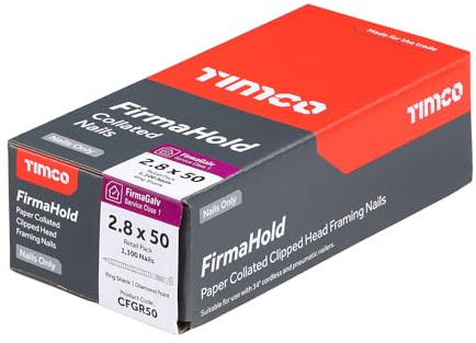 Firmahold Gun Nails Without Gas Framing fit Paslode IM350 + 50mm 63mm 75mm 90mm (Galvanised, 2.8x50-1100pcs)