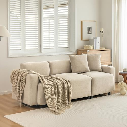 GM Ultra Dreisitzer-Sofa, Modernes Sofa,Wohnzimmer, Modulsofa mit Schlaffunktion und Bettkasten, Couch 211 x 67 cm fürs Wohnzimmer/Schlafzimmer/Gästezimmer, Beige
