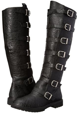 Runda Ridstövlar (38-48), Steampunk-stövlar, Bältesspänne/högt Rör, Halkfri/vattentät, Handgjorda/lågklackade (1-3 Cm), För Vår/vinter/unisex,43,Black