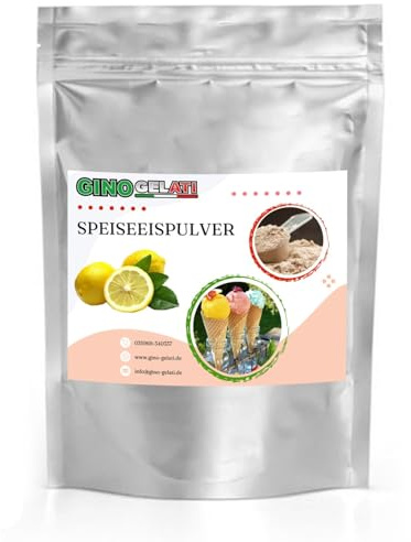 Gino Gelati Zitrone fruchtiges Eis Speiseeis Pulver 1 Kg, verschiedene Geschmackssorten, schnelle und einfache Zubereitung, für Gastronomie und private Küche, Made in Germany
