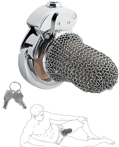 One-Touch-Verschluss Chastity Cage Männer mit Verstellbaren Karabinern Leichter, Atmungsaktiver Mesh Peniskäfig/Keuschheitskäfig Extrem SM Bondage Sexspielzeug für Herren (Small)