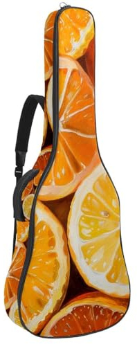 Gitarrentasche für Akustikgitarre mit zwei Taschen, frische Orangenscheiben, wasserabweisend, doppelt verstellbarer Schultergurt, Gitarrentasche, Frische Orangenscheiben, 42.9x16.9x4.7 in, Stilvoll