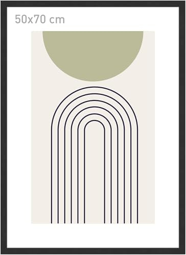 accent by nielsen Holz Bilderrahmen Velino, 50 x 70 cm, Schwarz | Holz (MDF) Posterrahmen im Hoch- & Querformat zum Aufhängen Schwarz matt Echtglas