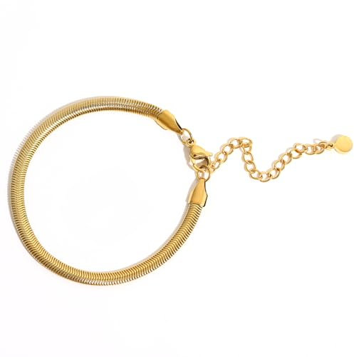 SIMPLÍ BASIC Snake Chain Bracelet, Stainless Steel (Stainless Steel, 18K Gold)