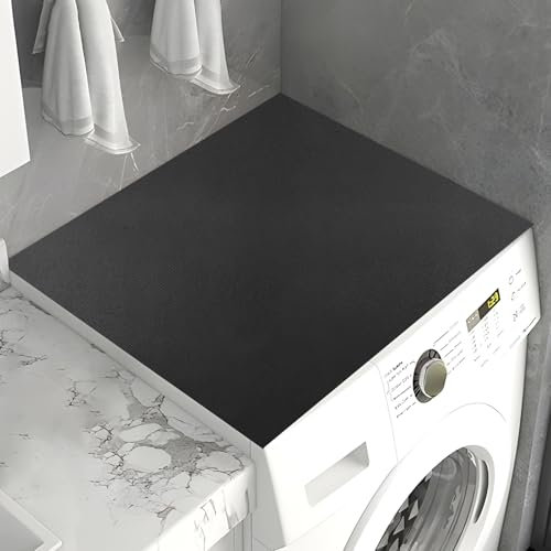 HTTYHT Cubierta Superior para Lavadora y Secadora Silicona 60 x 60 cm Negro Antideslizante Cubierta Protección de Lavadora Impermeable Universal Funda Lavadora de Tambor para el Cocina Lavandería