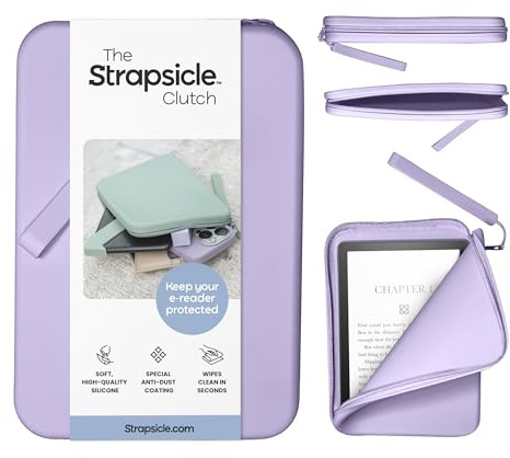 Strapsicle Silicone Clutch for Kindle & E-Readers – Multi-Purpose Bag for Phone, Wallet & Keys – Fits 6.8″–7″ Paperwhite 2024, 6″ Kindles, Kobos, Nook – Anti-Dust Coating - Lilac