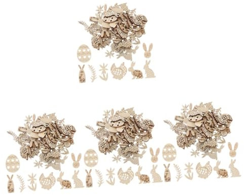 VILLCASE 4 Sets Ostern Handwerk Holzscheiben Chips Unvollendete Dekorative Lieferungen Für Urlaub Party 200 Stück * 4