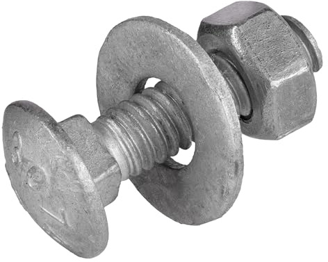 5/16 x 1 (50 Pack) Galvanized Carriage Bolt Kit Grade 307A Includes 5/16 USS Flat Washers (50 pcs) and 5/16-18 Hex Nuts (50 pcs), Hot Dip Galvanized for Exterior Use by Makers Bolt