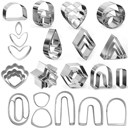 Lot de 39 mini emporte-pièces en argile polymère - En acier inoxydable - Pour la fabrication de bijoux - Outils de bricolage pour biscuits, biscuits, décorations de gâteaux, outils de bijoux