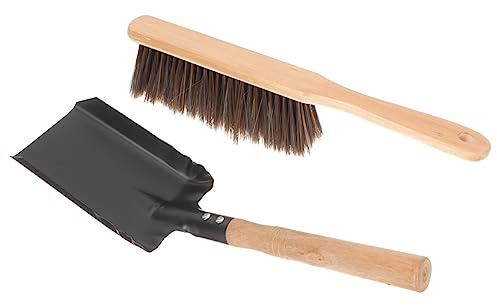GALPADA Ensemble D’outils De Cheminée Brosse à Poussière Et Pelle Compact En Bois Et Fer Pour Nettoyage Salon La Cuisine Voiture, Accessoire Léger Pour Adulte