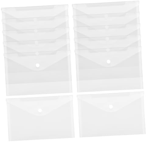 KAILIKETIY Pochettes de Rangement pour Documents A5 en Pvc Résistant 12pcs Fermeture à Bouton-pression, Étanches et Anti-usure, pour Documents Légaux et Certificats