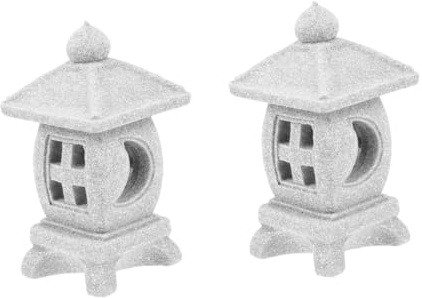 Toyvian 2 Piezas De Micro Paisajes De Piedra Adornos De Farol Decoración para Pecera Acuario Estatua De Jardín Pequeñas Piedras Mini Decoraciones Adorno De Jardín Japonés Lindos