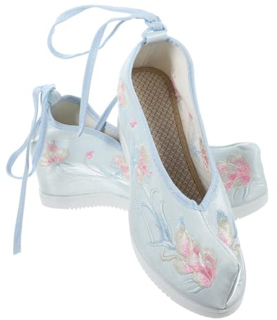 Healvian 1 Paio Scarpe di Stoffa interiore Che migliorano Cuneo Comfort Rosa Scarpe da Donna Ricamate a Mano Hanfu in Stile Cinese Pantofole Ricamate Tendine di Manzo