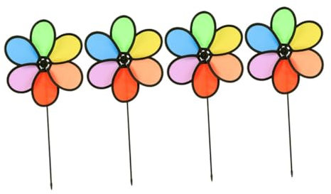 GETAJGHSD 4pcs Colorful Flower Windmill Outdoor Decor Garden Pinwheels for Party Fun for Camping Adventures Encourages Sharing and Group Play Charming Flower Design