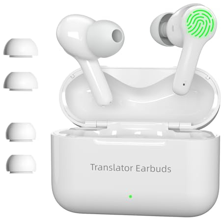 Wooask M6 Ai Kopfhörer Übersetzer, Übersetzungskopfhörer 144 Online Sprachen Übersetzer Echtzeit, 3-in-1 Smart Bluetooth Übersetzer Kopfhörer Ideal für Reisen Business Learning (White, Online-Version)