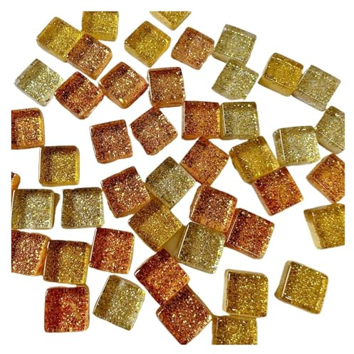 Ayztantine Mosaiksteine Zum Basteln 50 stücke Glas Gemischt Farbe Mosaik Fliesen Stück Handgemachte Kristall Kreative Materialien Kinder DIY Handwerk(Dazzling Gold)