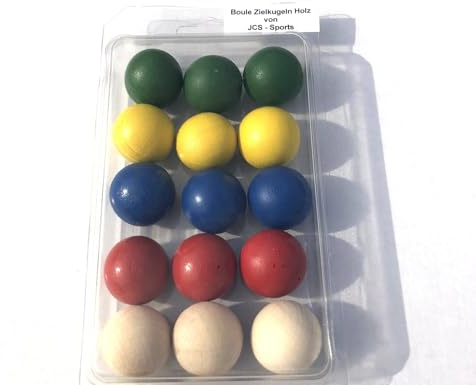 Generisch Boule Ziel Kugeln 15 Stück in 5 Top Farben Cochonnet Schweinchen Wuzz aus Holz Ziel Kugel