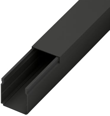 Kabelkanal PVC 40x40 mm, Elektroinstallationskanal mit abnehmbarem Deckel, 2 m Gesamtlänge, anthrazit