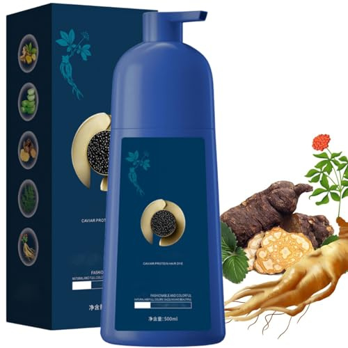 Qiweitang Hair Dye Shampoo, Zhihuashi Caviar Protein Hair Dye Shampoo Dark Brown, Caviar Hair Colour Cream, Covers Gray Hair, Bubble Plant hair dye, Natural Fruit Dye (Chestnut Brown)