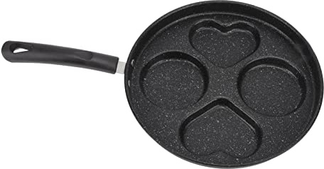 XTUJGJKV Egg Frying Pan 4 Cups, Non Stick Breakfast Pan, Stick Proof Even Heating Iron Cooker for Pancake Bacon Burger, Oil Cooking with Premium Iron Material for Family Breakf