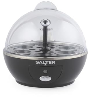 Salter Poach Boil & Pop Egg Cooker – 3 in 1 Omelette Maker, Boiled or Poached Eggs, 6-Egg Capacity, Includes Measuring Cup, Silicone Moulds & Poaching Cups, Protein, Gym, 430W, Black