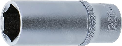 BGS 10514 | Steckschlüssel-Einsatz Sechskant, tief | SW 14 mm | Antrieb Innenvierkant 6,3 mm (1/4) | Chrom-Vanadium-Stahl | Verchromt, matt | mit Rändelung