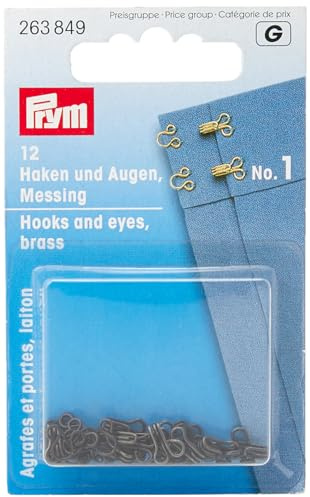 Prym Haken und Augen, Stainless Steel, Schwarz, 12 mm Größe
