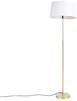 Qazqa Modern Stehleuchte mit Schirm, Stehlampe - Parte Fl - Gold, Rund, max. 60W, Geeignet für LED, 172cm, Ideal als Flur, Küche lampe, Schlafzimmerlampe und Wohnzimmerlampe