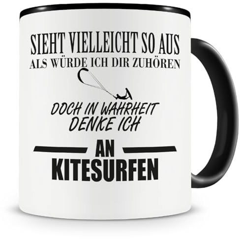 Samunshi® Tasse Kitesurfen mit Spruch Kite surfing Geschenke für Mann Frau Kaffeetasse groß Lustige Tassen witzige Teetasse XXL schwarz