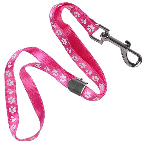 GROOM PROFESSIONAL Ajax Guinzaglio per la toelettatura del Cane con cursore in Metallo, Materiale in Nylon Resistente, Comodo e Sicuro, Design a Stampa di Zampe, 42 cm, Rosa