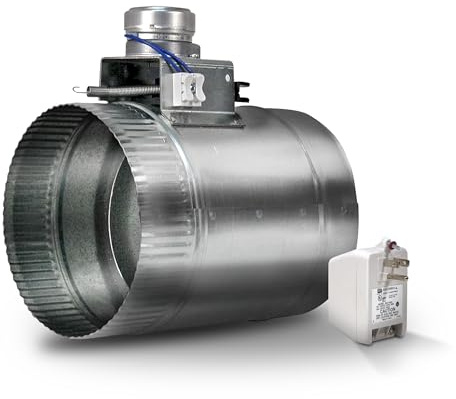Suncourt ZoneMaster 6-Inch Normally Open Motorized Damper — Power Close/Spring Open 24V Vent Damper, Transformer Included (ZO206)