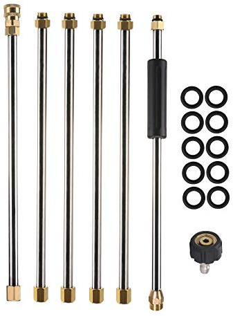 Tool Daily Rallonge de Lance pour Nettoyeur Haute Pression 90 Pouces(2,3 m) | Lance d'Extension Haute Pression avec Raccord Rapide 1/4, M22 14 mm, 280 bar (4000 PSI)