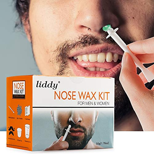 Nasenhaarentfernungs-Wachs-Kit, Nasenhaare Wachs für Damen und Herren | 50g Nasenhaarwachs, 20 Applikator Stab, 10 Pappbecher, 8 Einmaliger Paster, 1 Messbecher, Nasenhaarentfernungswachs