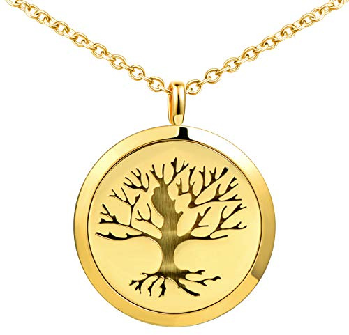 MicLee-Guardapelo para Mujer Chicas Colgante de Foto Medallón Árbol de la Vida con 50CM Cadena de Acero Inoxidable Idea Regalo del Navidad