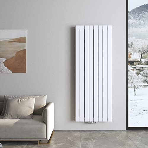 Heilmetz® Design Heizkörper Flach 1600x620 mm Weiß Paneelheizkörper mit Mittelanschluss Doppellagig Vertikal
