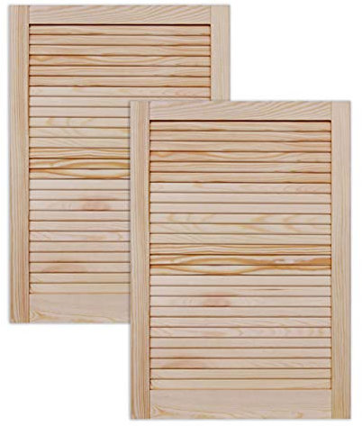 Lamellentür Holztür Natur 717 x 494 x 21 mm mit geschlossenen Lamellen für Regale, Schränke, Möbel | Kiefer Holz unbehandelt | Doppel-Paket 2-er Pack