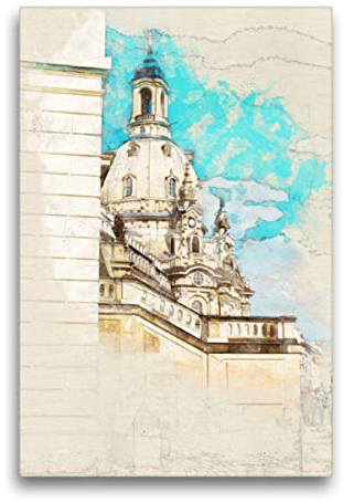 Premium Textil-Leinwand 50 x 75 cm Hoch-Format Frauenkirche Dresden | Wandbild, HD-Bild auf Keilrahmen, Fertigbild auf hochwertigem Vlies, Leinwanddruck von Kerstin Waurick