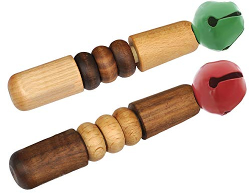 Voggenreiter Musik für Kleine Premium - Glöckchen-Stab Set - Klangspielzeug ab 12 Monate - Holz - Beige/Braun/Rot/Grün