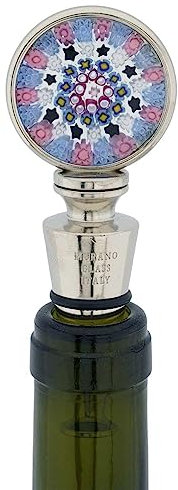 Bouchon de bouteille rond Millefiori en verre de Murano - Rose