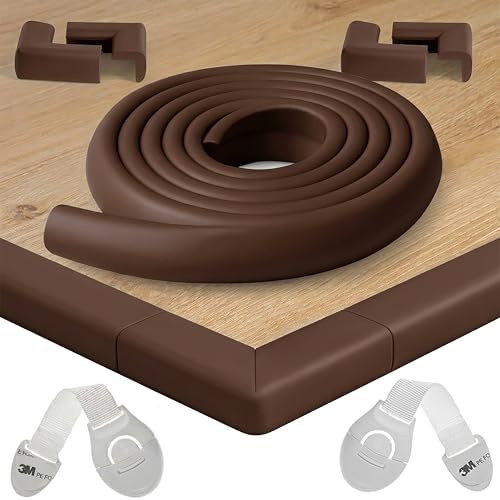 Happy Chlea Protector Esquinas Bebé – Kit 2,4 m Cobertura Total con 4 Esquineras y 1 Rollo Protector de Bordes + 2 Cierres de Seguridad para Cajones, Protección Infantil para Mesa y Muebles
