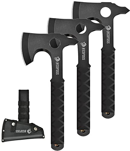 NedFoss Throwing Axe Set, 10.2'' Full Tang Throwing Hatchet with Sheath, Updated TPR Rubber Wrapped Handle, Perfect for Competition and Recreation