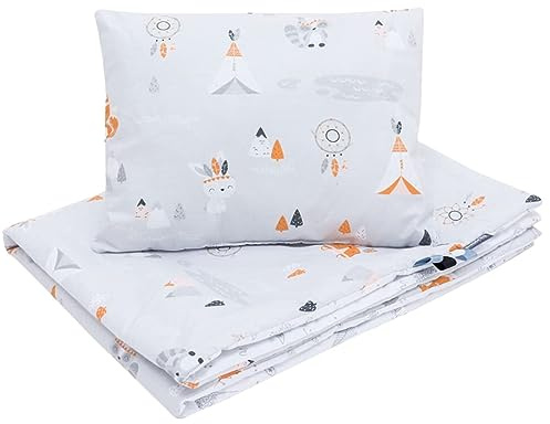 Bellochi Multifunktional Baby Decke Set - Doppelseitig Baby Bettwäsche 75x100 cm und Kissen 30x40cm - aus 100% Baumwolle - Apanatschi