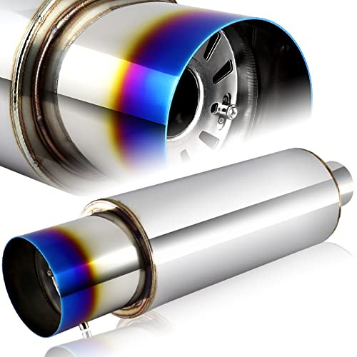 DriftX Performance, Universal 4 N1 Style Burn Tip Muffler, 2.5Inlet Stainless Steel Resonator Canister Silencer (1PCS)