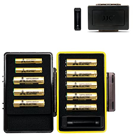 JJC AAA AA Battery Organizer Custodia con Tester per Batteria, Portatile, Impermeabile, Contiene 8 Batterie AA e 2 Batterie AAA