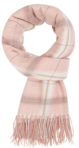 Mujer Bufanda de Imitación de Cachemira Bufanda de Cuadros Clásica Bufanda Grande Chal con Flecos Bufanda Elegante Bufanda Tejido Cálida para Invierno 70×180cm - Rosa-caqui Claro