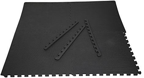 Tapis de Protection Sol en Mousse Matelas Puzzle Fitness Lot de 6 Dalles sans BPA, Tapis de Protection Sol – Dalles en Mousse sans BPA + Bordures